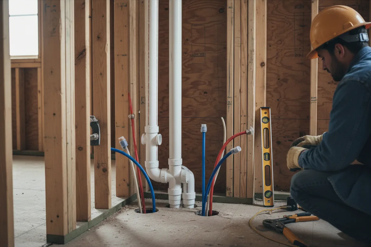 Drain and supply rough-in during Drain Cleaning in Valley Cottage